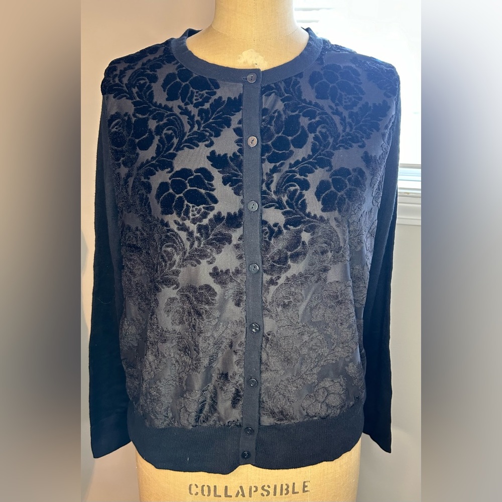 Women’s Size Medium By A New Day Black Flocked Cardigan Sweater